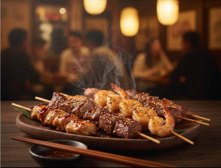 Brochettes japonaises à Lyon poulet bœuf